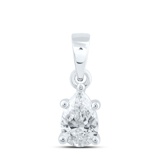 14k White Gold 0.25 CTW Lab Grown Diamond  Pear Solitaire Pendant