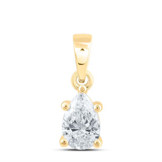 14k Yellow Gold 0.25 CTW Lab Grown Diamond  Pear Solitaire Pendant
