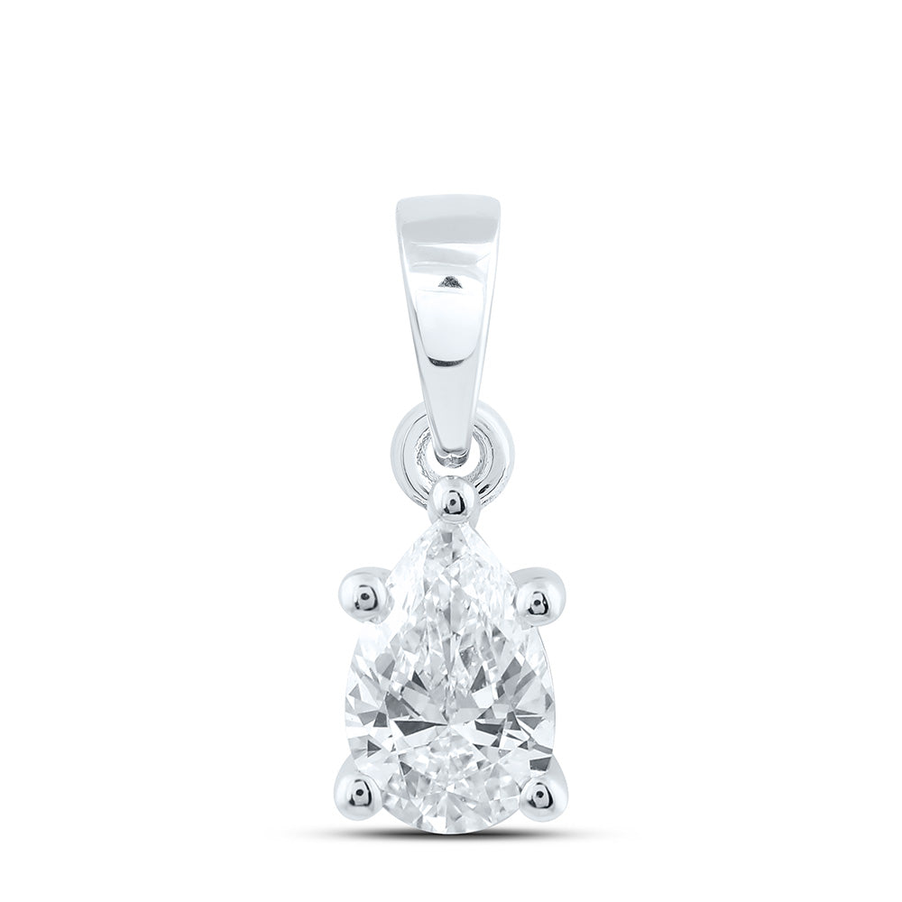 14k White Gold 0.5 CTW Lab Grown Diamond  Pear Solitaire Pendant
