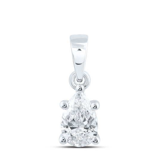 14k White Gold 0.5 CTW Lab Grown Diamond  Pear Solitaire Pendant