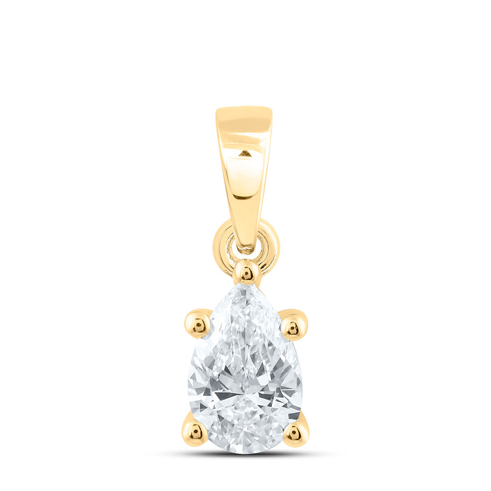 14k Yellow Gold 0.5 CTW Lab Grown Diamond  Pear Solitaire Pendant