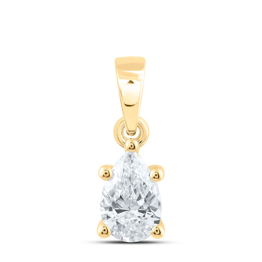14k Yellow Gold 0.5 CTW Lab Grown Diamond  Pear Solitaire Pendant