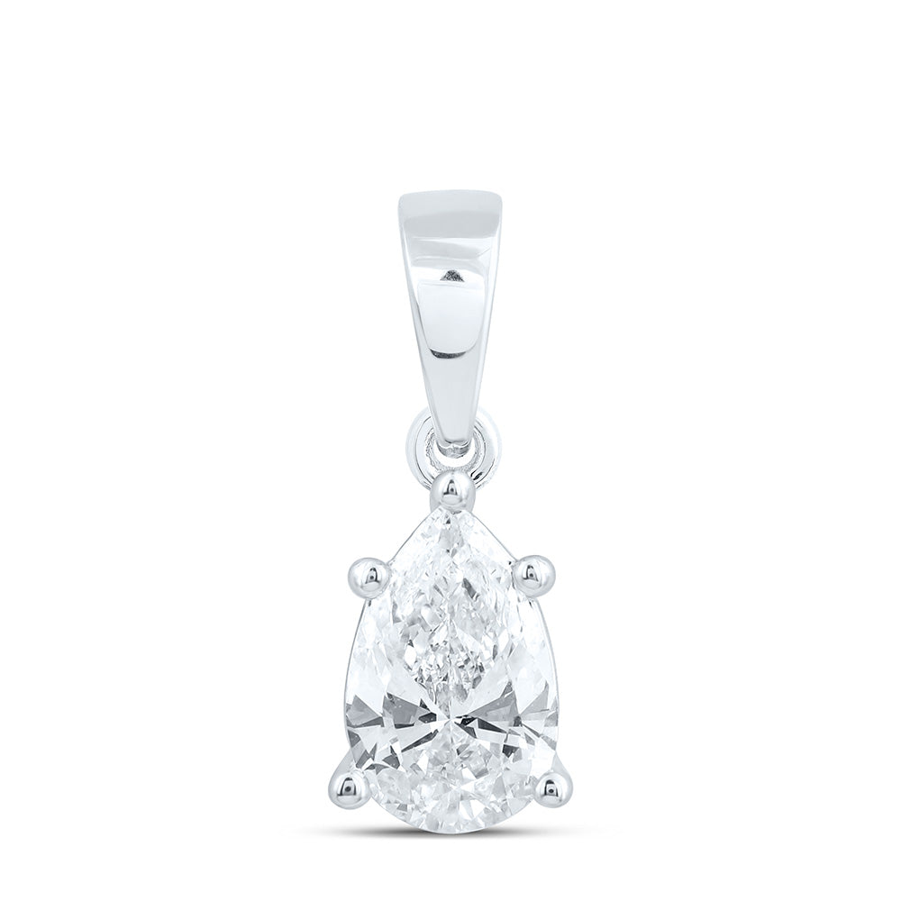 14k White Gold 0.75 CTW Lab Grown Diamond Pear Solitaire Pendant