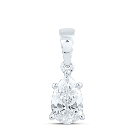 14k White Gold 0.75 CTW Lab Grown Diamond Pear Solitaire Pendant