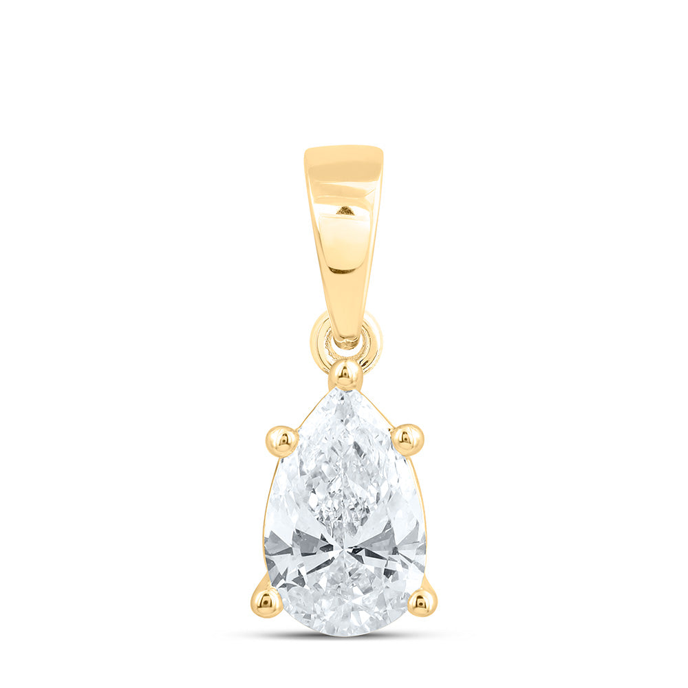 14k Yellow Gold 0.75 CTW Lab Grown Diamond  Pear Solitaire Pendant