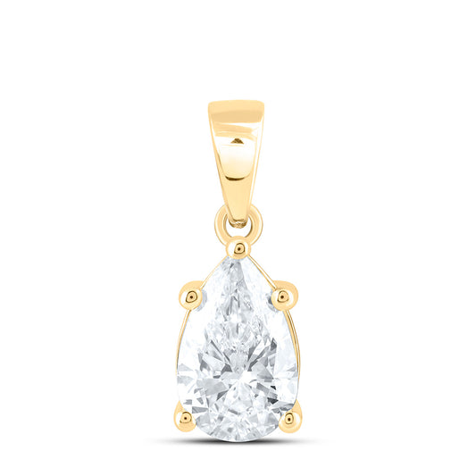 14k Yellow Gold 1 CTW Lab Grown Diamond  Pear Solitaire Pendant