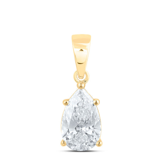 14k Yellow Gold 1.625 CTW Lab Grown Diamond  Pear Solitaire Pendant