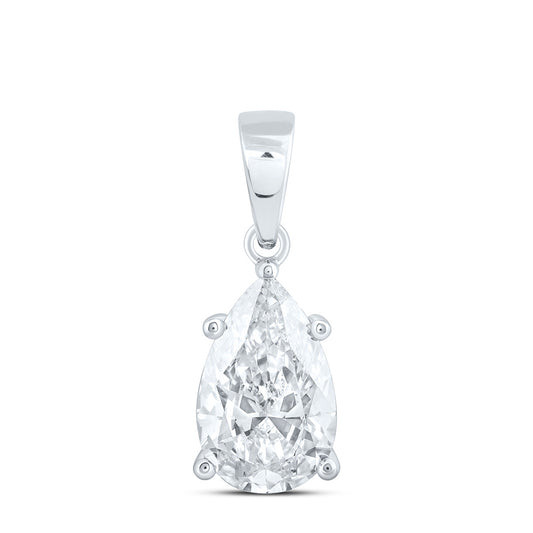 14k White Gold 2 CTW Lab Grown Diamond  Pear Solitaire Pendant