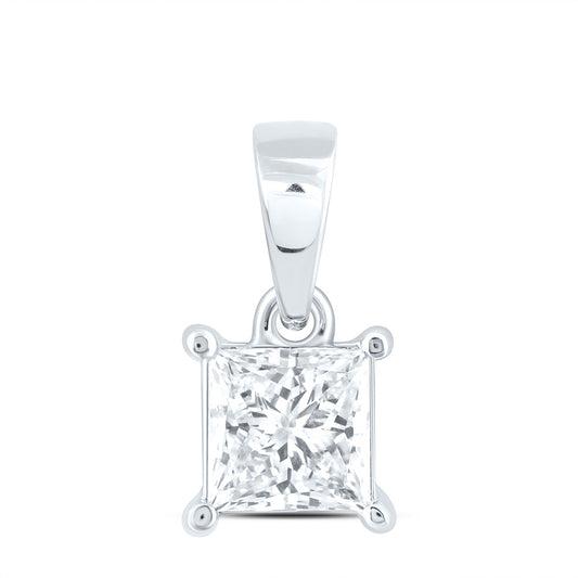 14k White Gold 0.25 CTW Lab Grown Diamond  Princess Solitaire Pendant