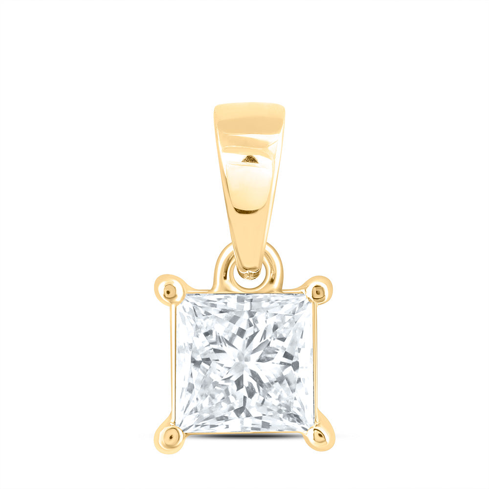 14k Yellow Gold 0.25 CTW Lab Grown Diamond  Princess Solitaire Pendant