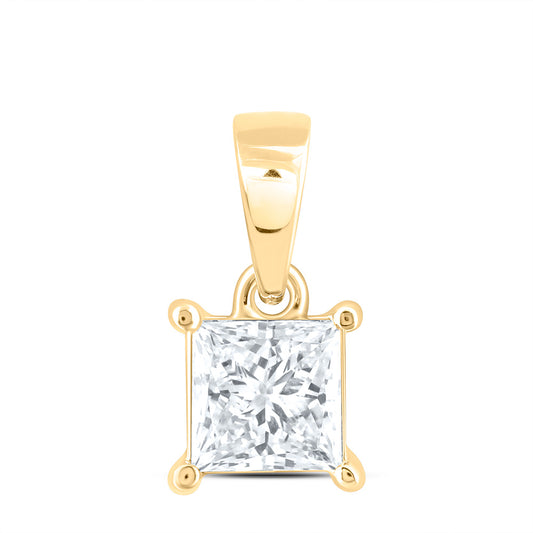 14k Yellow Gold 0.25 CTW Lab Grown Diamond  Princess Solitaire Pendant