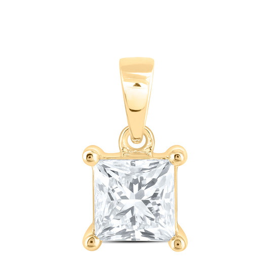 14k Yellow Gold 0.5 CTW Lab Grown Diamond  Princess Solitaire Pendant