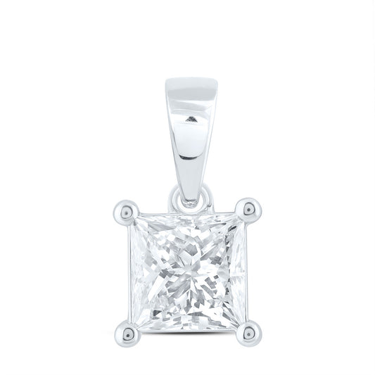 14k White Gold 0.75 CTW Lab Grown Diamond  Princess Solitaire Pendant