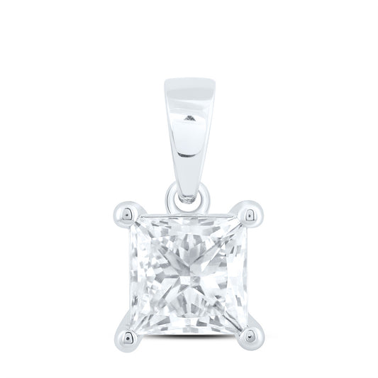 14k White Gold 1 CTW Lab Grown Diamond  Princess Solitaire Pendant