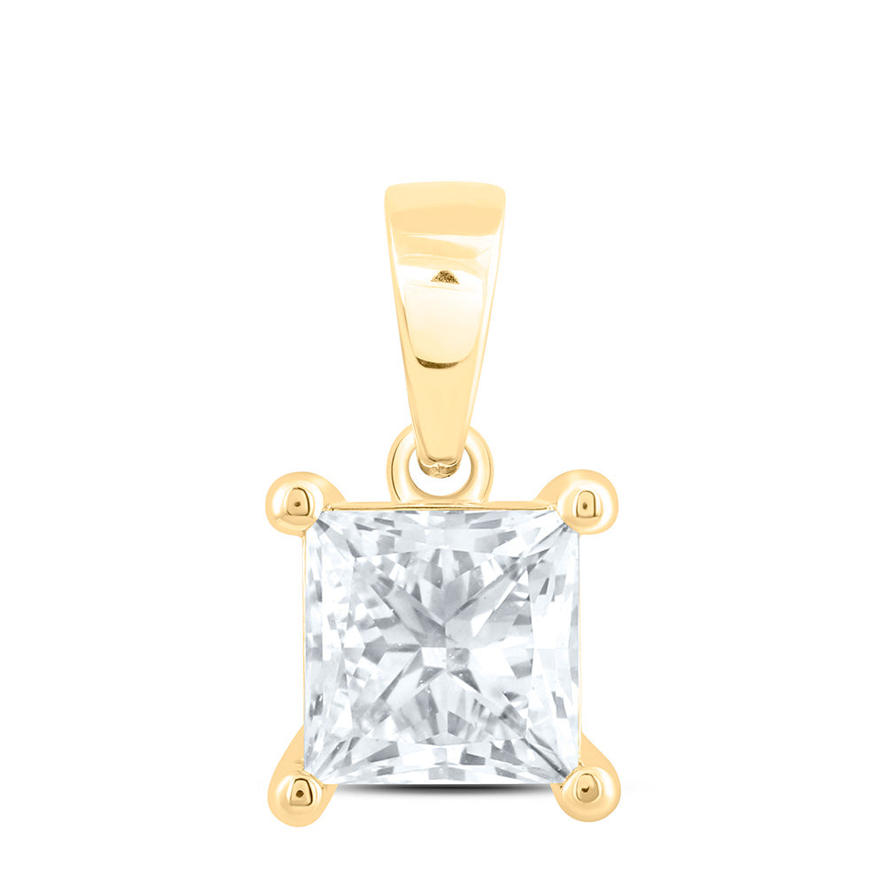14k Yellow Gold 1 CTW Lab Grown Diamond  Princess Solitaire Pendant
