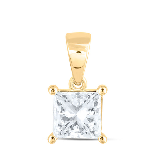 14k Yellow Gold 1.5 CTW Lab Grown Diamond  Princess Solitaire Pendant