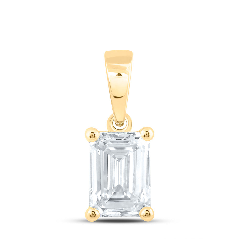 14k Yellow Gold 0.2 CTW Lab Grown Diamond  Emerald Solitaire Pendant