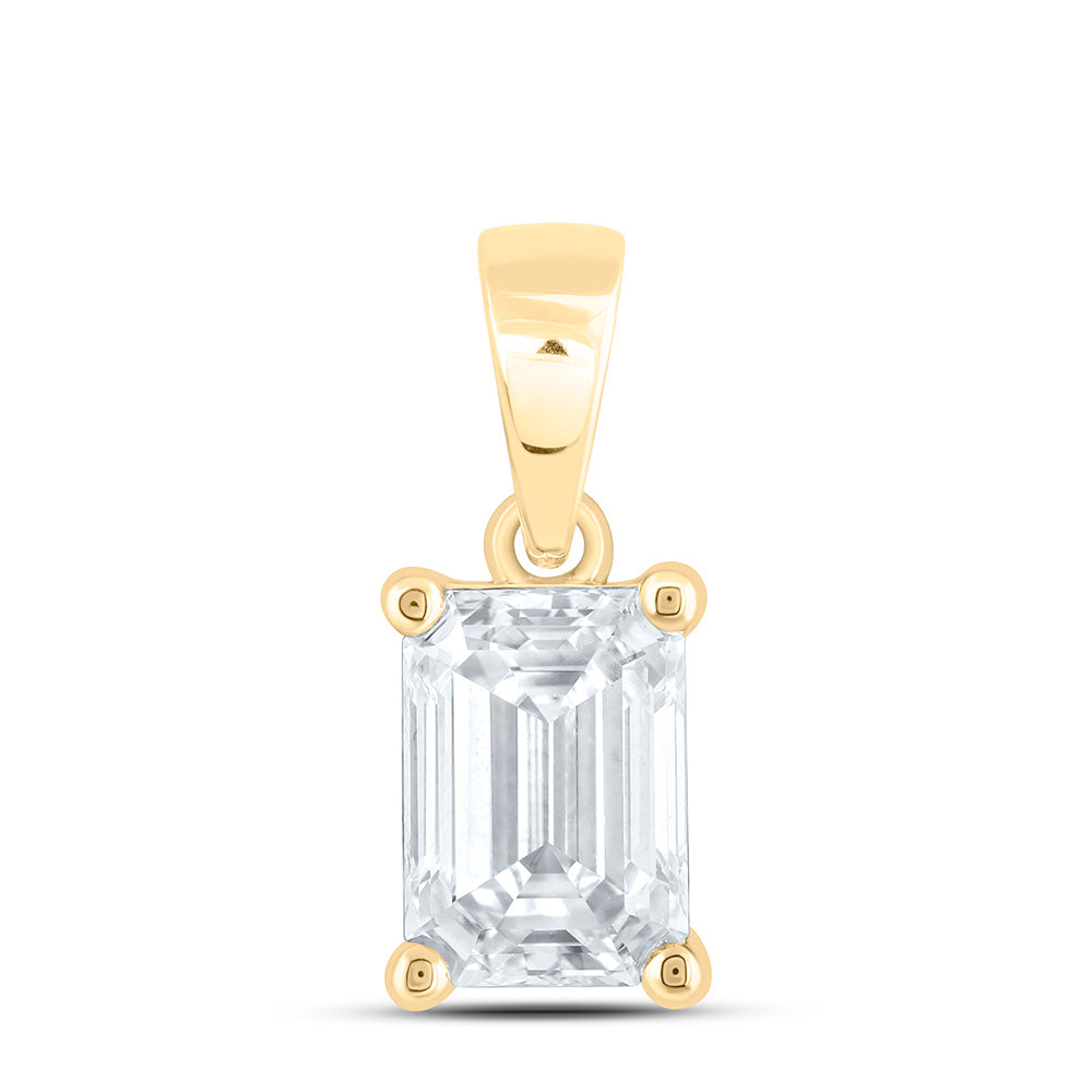 14k Yellow Gold 1.5 CTW Lab Grown Diamond  Emerald Solitaire Pendant