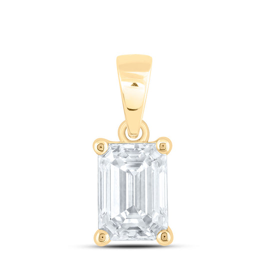 14k Yellow Gold 1.5 CTW Lab Grown Diamond  Emerald Solitaire Pendant
