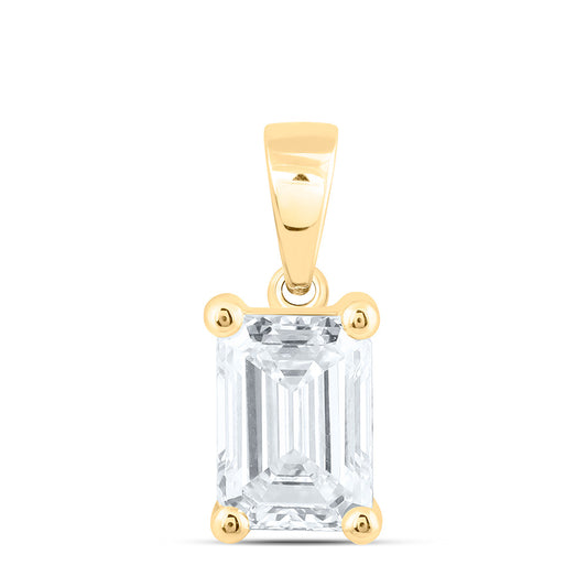 14k Yellow Gold 2 CTW Lab Grown Diamond  Emerald Solitaire Pendant