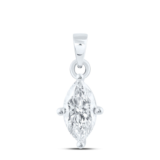 14k White Gold 0.25 CTW Lab Grown Diamond  Marquise Solitaire Pendant
