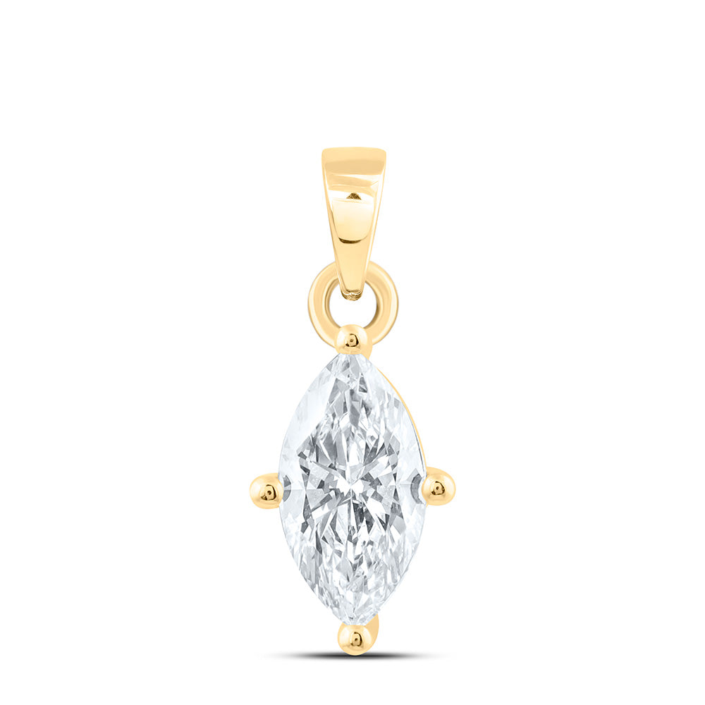 14k Yellow Gold 0.25 CTW Lab Grown Diamond  Marquise Solitaire Pendant