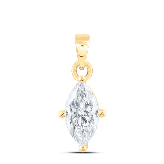 14k Yellow Gold 0.25 CTW Lab Grown Diamond  Marquise Solitaire Pendant