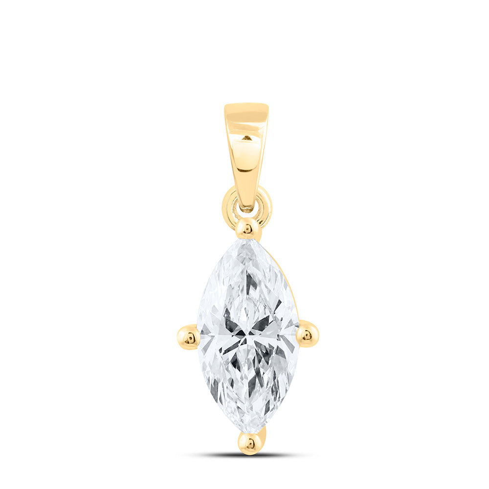 14k Yellow Gold 0.75 CTW Lab Grown Diamond  Marquise Solitaire Pendant