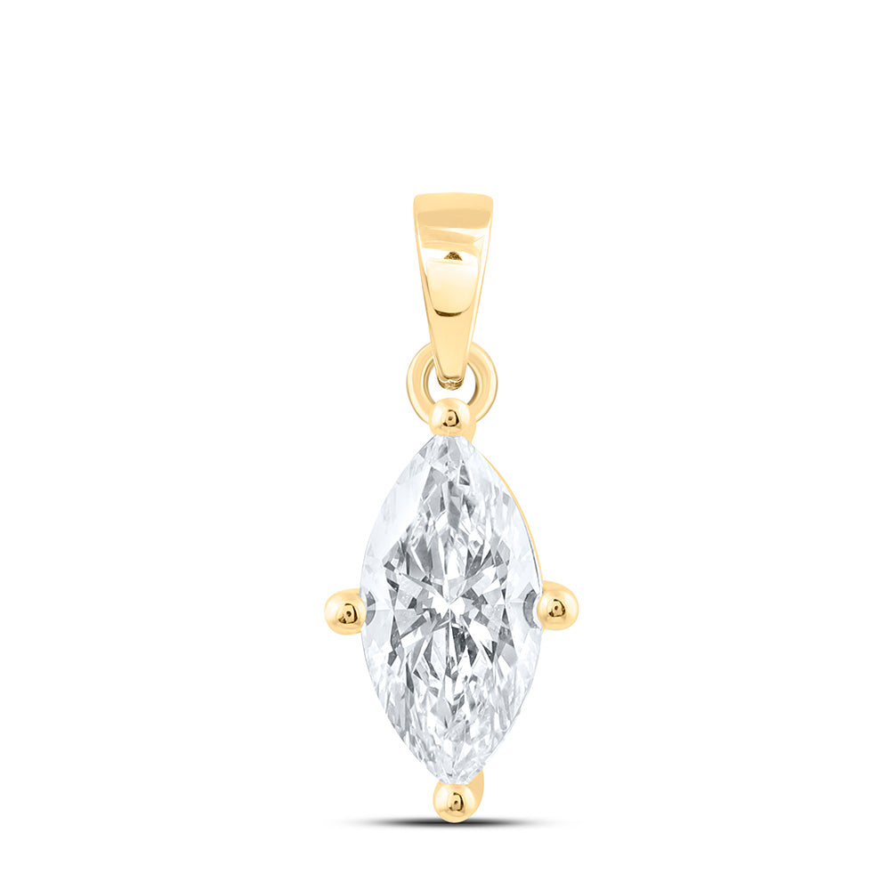 14k Yellow Gold 1 CTW Lab Grown Diamond  Marquise Solitaire Pendant