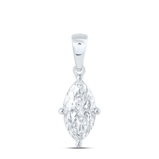 14k White Gold 1.5 CTW Lab Grown Diamond  Marquise Solitaire Pendant
