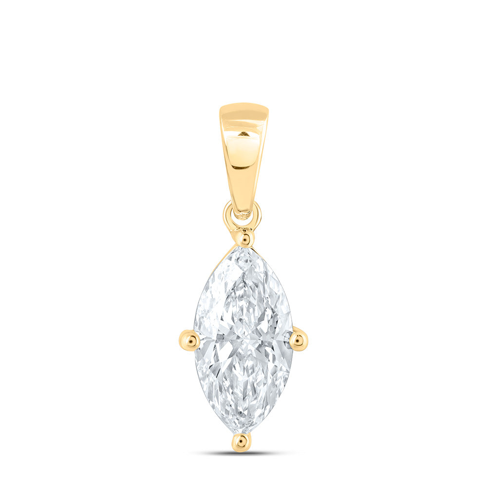 14k Yellow Gold 1.5 CTW Lab Grown Diamond  Marquise Solitaire Pendant