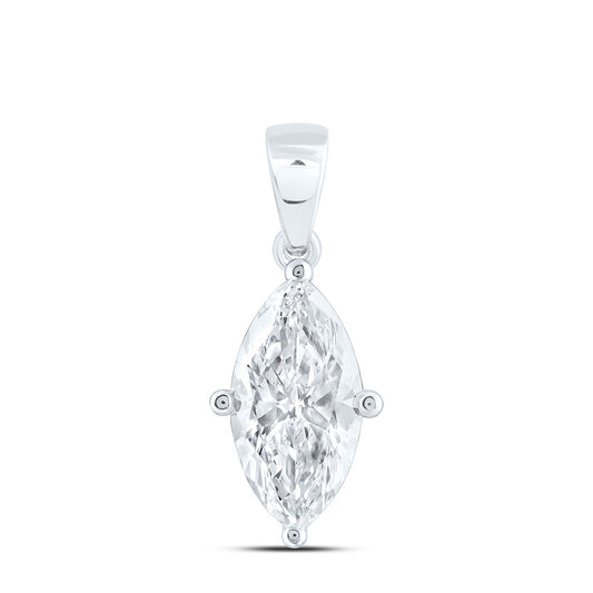 14k White Gold 2 CTW Lab Grown Diamond  Marquise Solitaire Pendant