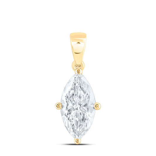 14k Yellow Gold 2 CTW Lab Grown Diamond  Marquise Solitaire Pendant