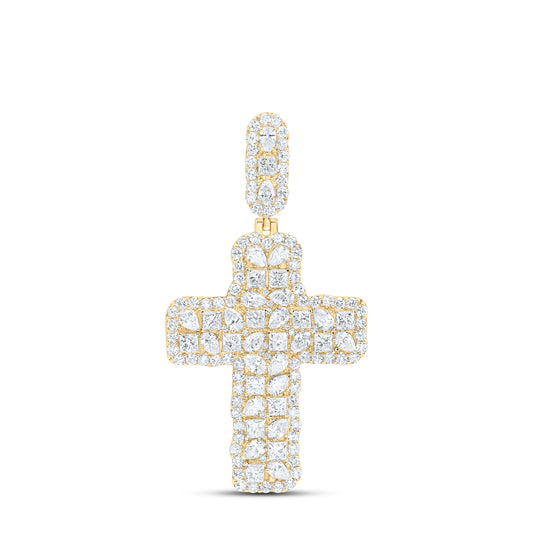 10k Yellow Gold 8 CTW Lab Grown Diamond Men'S Cross Pendant