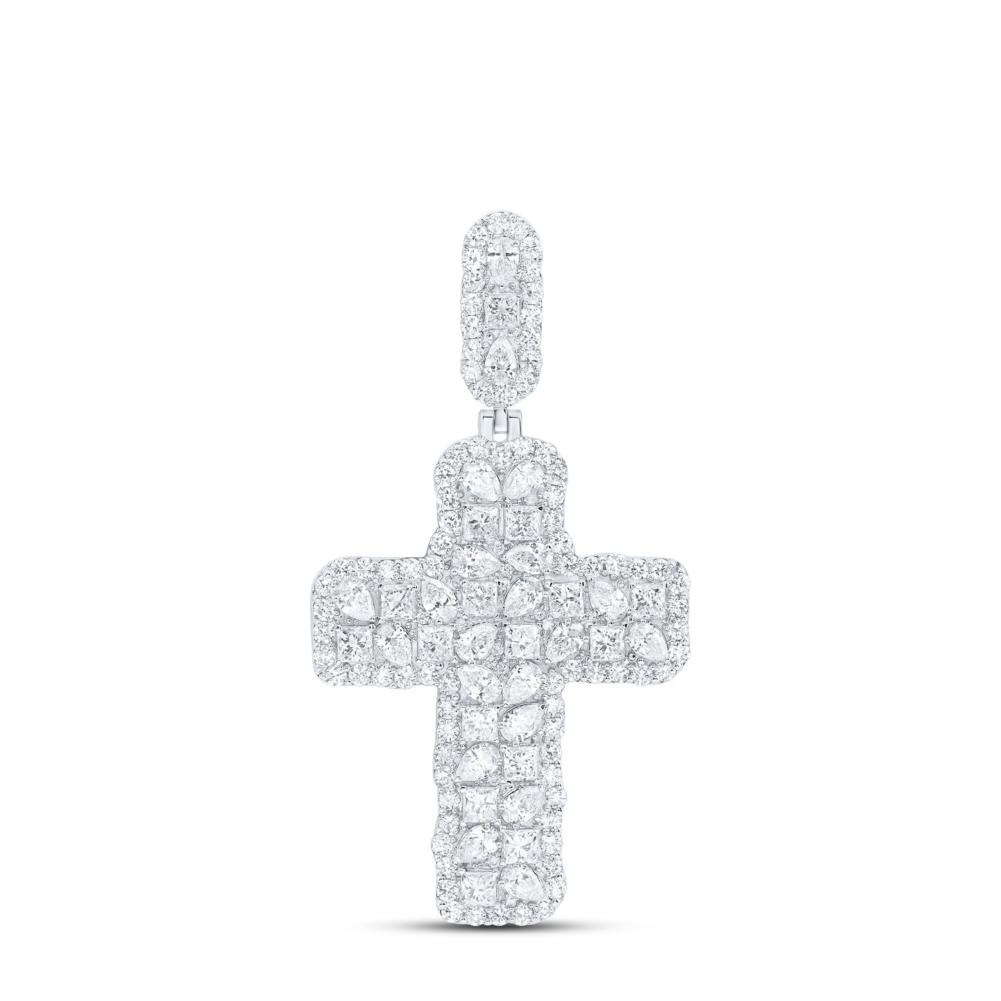 10k White Gold 8 CTW Lab Grown Diamond Fashion Cross Pendant