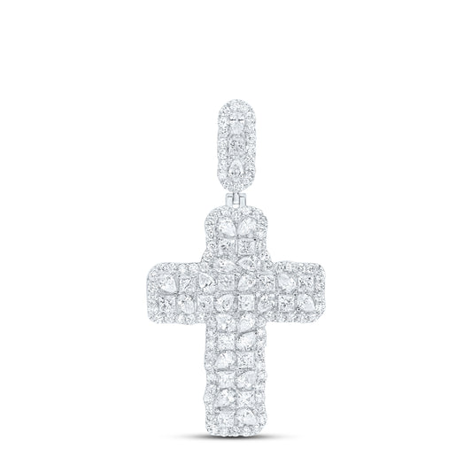10k White Gold 8 CTW Lab Grown Diamond Fashion Cross Pendant