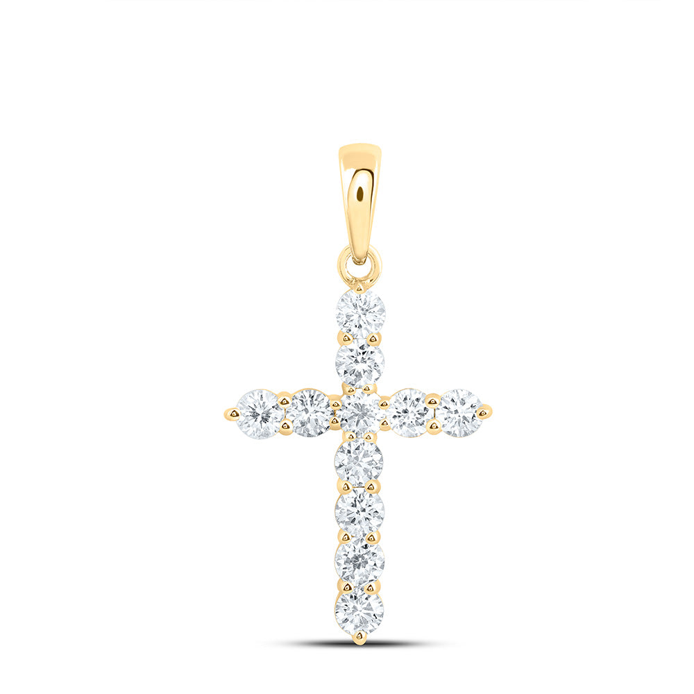 14k Yellow Gold 0.75 CTW Lab Grown Diamond Fashion Cross Pendant