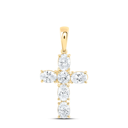14k Yellow Gold 1.875 CTW Lab Grown Diamond Fashion Cross Pendant