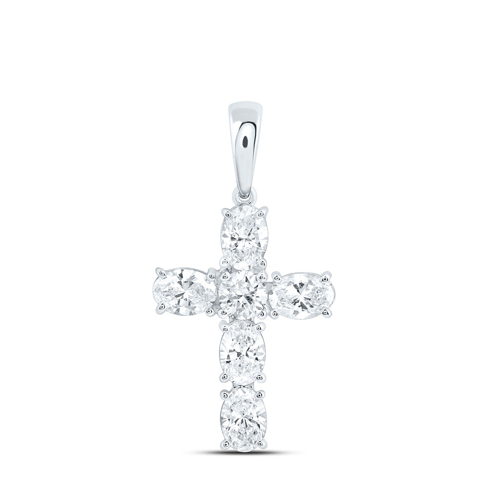 14k White Gold 1.875 CTW Lab Grown Diamond Fashion Cross Pendant