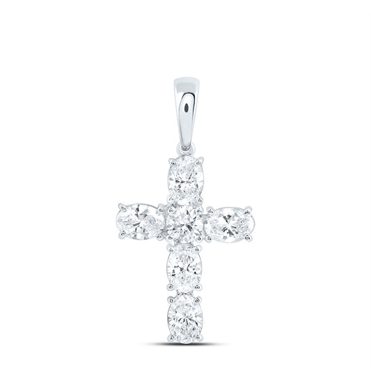 14k White Gold 1.875 CTW Lab Grown Diamond Fashion Cross Pendant