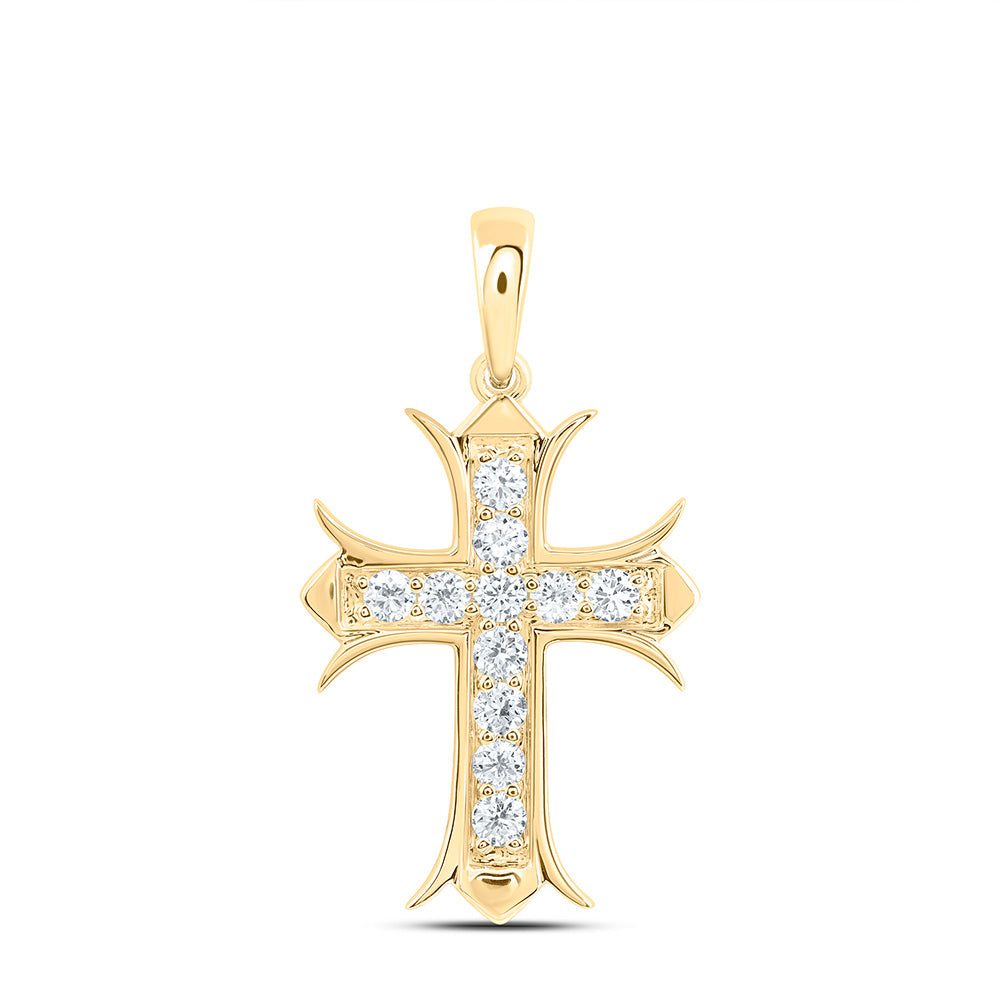 14k Yellow Gold 0.33 CTW Lab Grown Diamond Fashion Cross Pendant