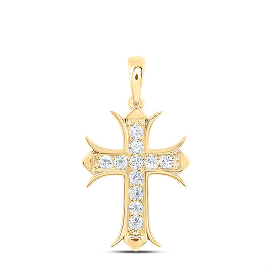 14k Yellow Gold 0.33 CTW Lab Grown Diamond Fashion Cross Pendant