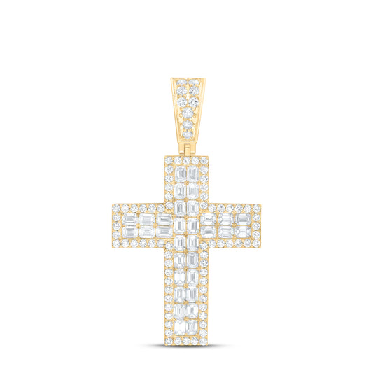 10k Yellow Gold 11 CTW Lab Grown Diamond Mens Cross Pendant