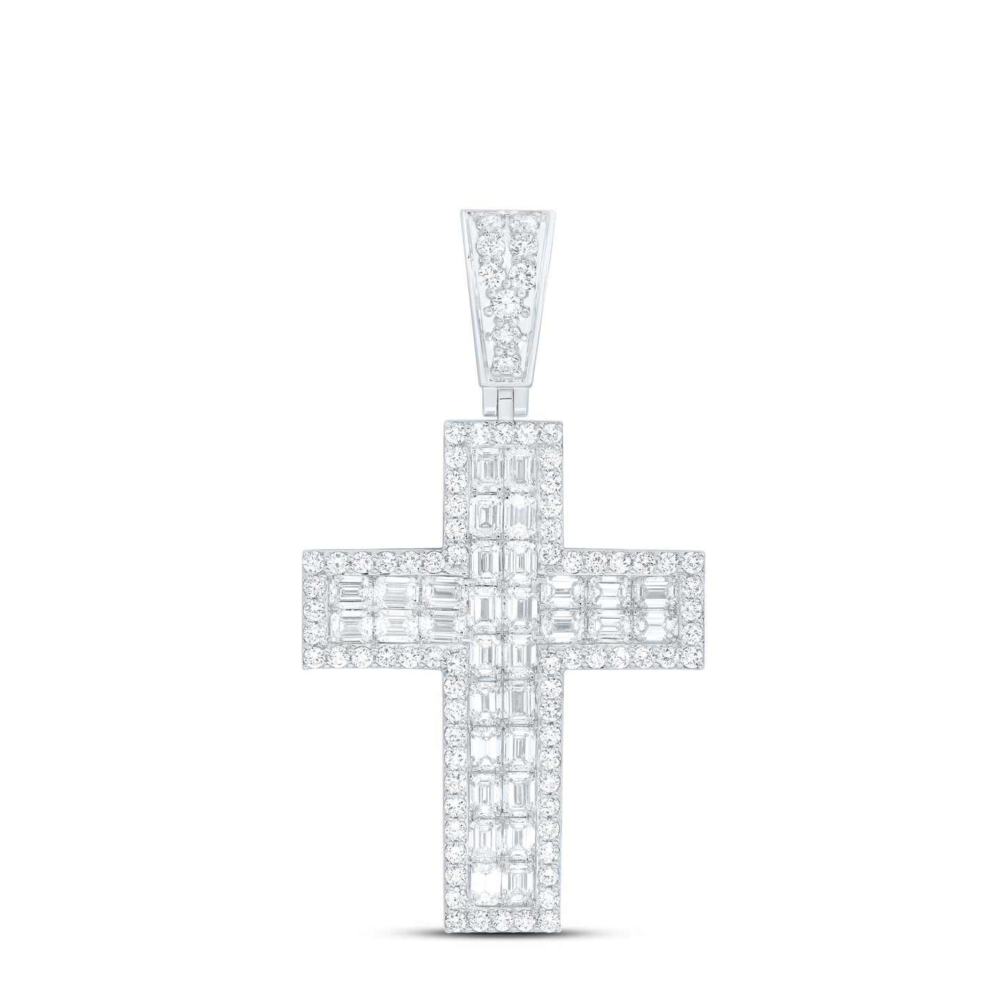 10k White Gold 11 CTW Lab Grown Diamond Mens Cross Pendant