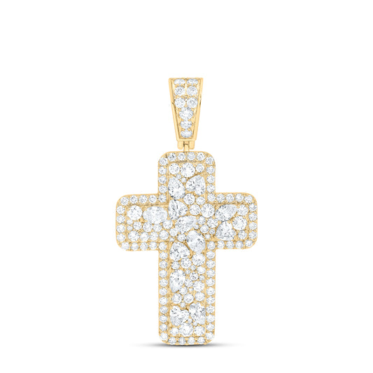 10k Yellow Gold 7.875 CTW Lab Grown Diamond Mens Cross Pendant