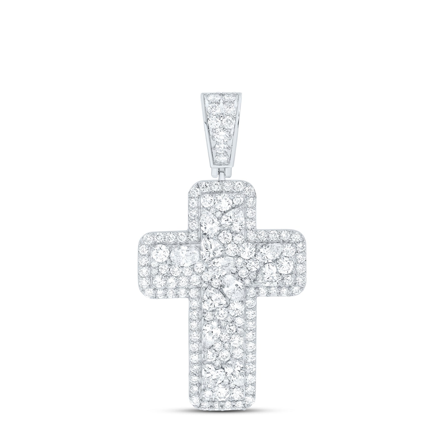 10k White Gold 7.875 CTW Lab Grown Diamond Mens Cross Pendant