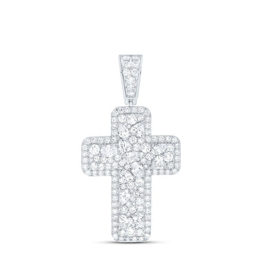 10k White Gold 7.875 CTW Lab Grown Diamond Mens Cross Pendant