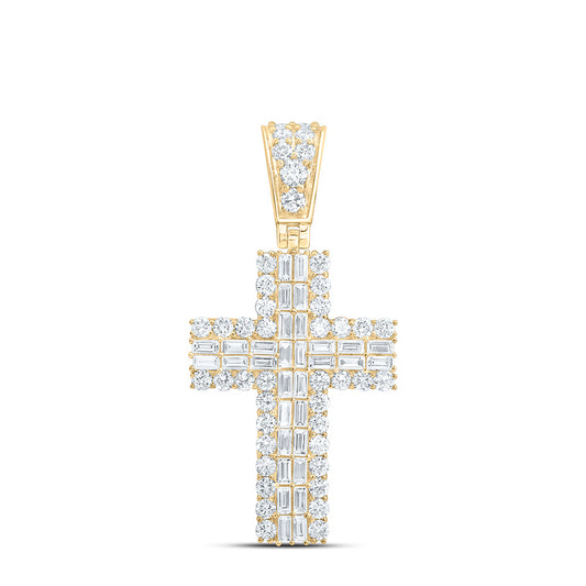 10k Yellow Gold 2.2 CTW Lab Grown Diamond Fashion Cross Pendant