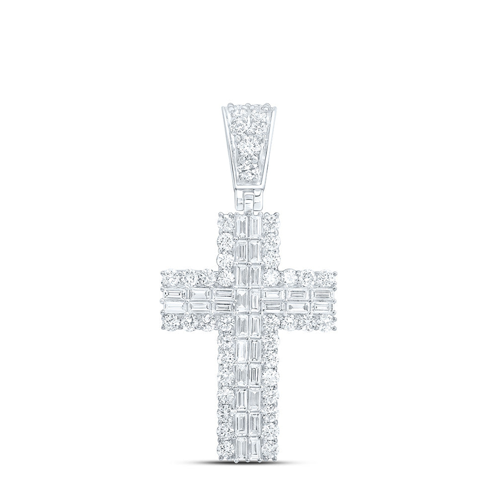 10k White Gold 2.2 CTW Lab Grown Diamond Fashion Cross Pendant