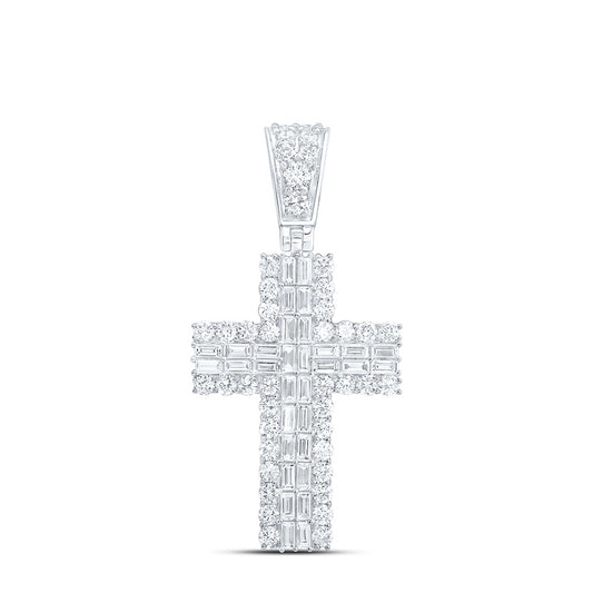 10k White Gold 2.2 CTW Lab Grown Diamond Fashion Cross Pendant